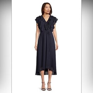 Gabby Skye

Ruffled Flutter-Sleeve Chiffon Midi Dress